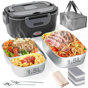 ThermosiMeal | Portable Electric Heating Lunch Box with Dual Stainless Steel Containers