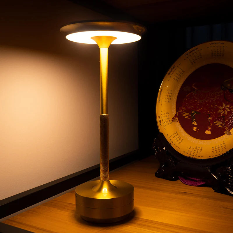 Cordless LED Table Lamp | Rechargeable Metal Desk Light & Touch Dimmer