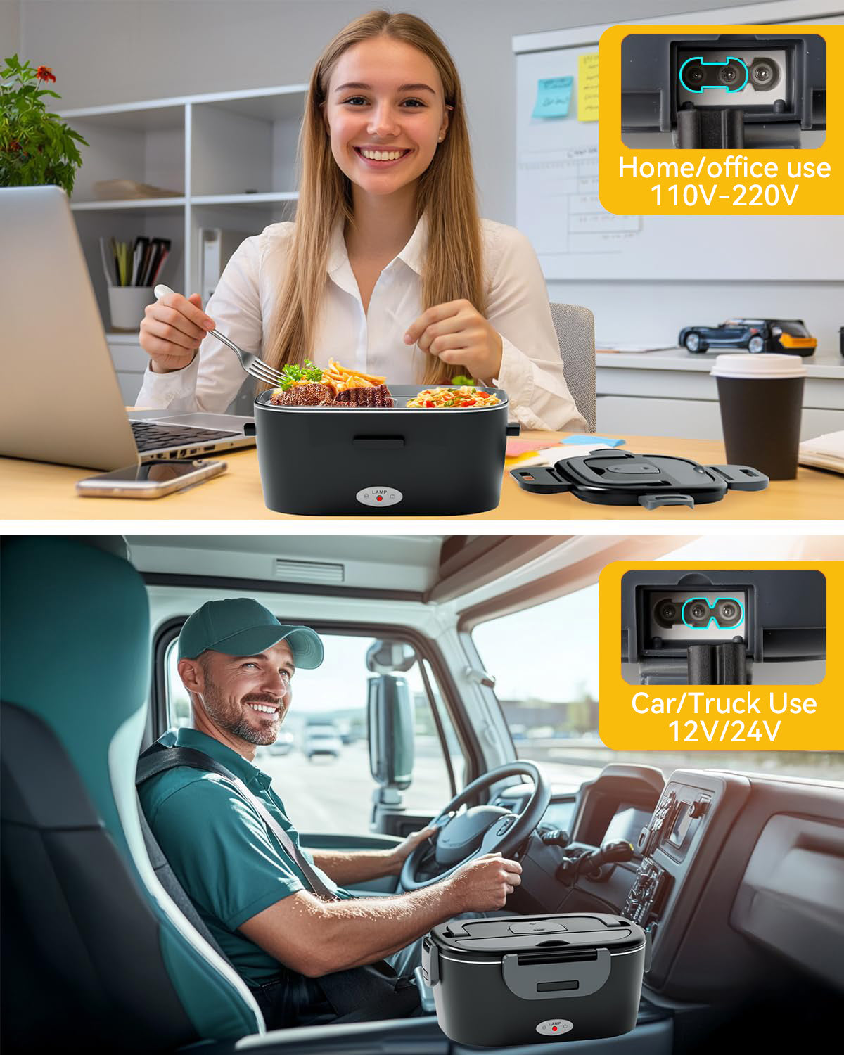 ThermosiMeal | Portable Electric Heating Lunch Box with Dual Stainless Steel Containers