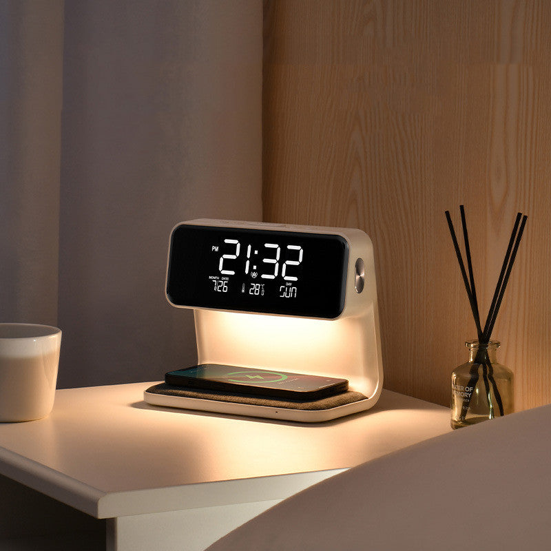 LumiCharge | 3-in-1 Touch Dimmable LED Nightstand Lamp with Wireless Charging and LCD Clock