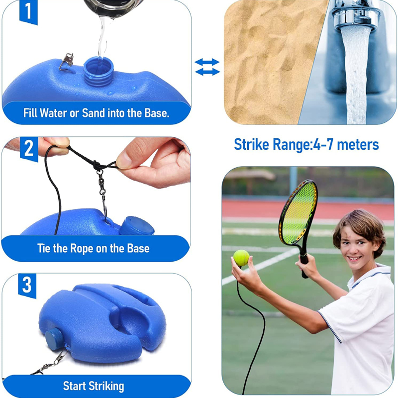 Solo Tennis Trainer Rebounder | Self-Practice Baseboard & Ball Kit