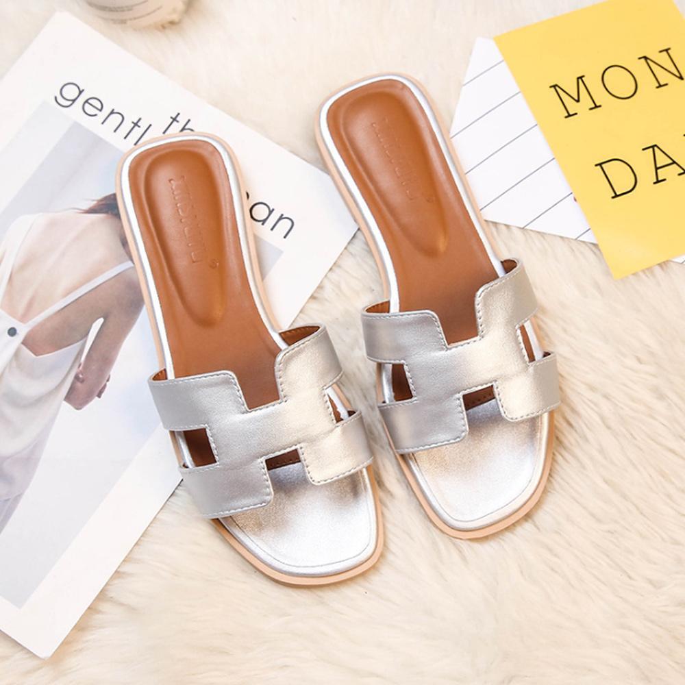 Elegant H-Strap Slide Slippers for Women – Soft Comfortable Flat Sandals for Beach, Home & Everyday Wear