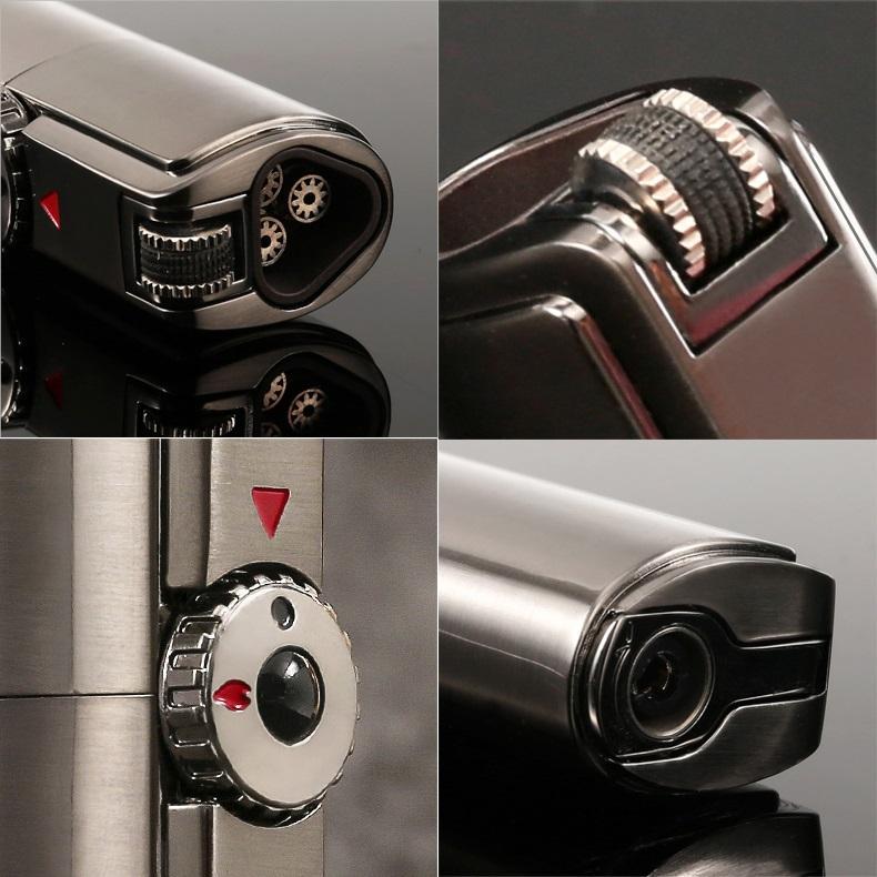 Windproof Triple Jet Torch Lighter | Butane Refillable Cigar Flame Lighter