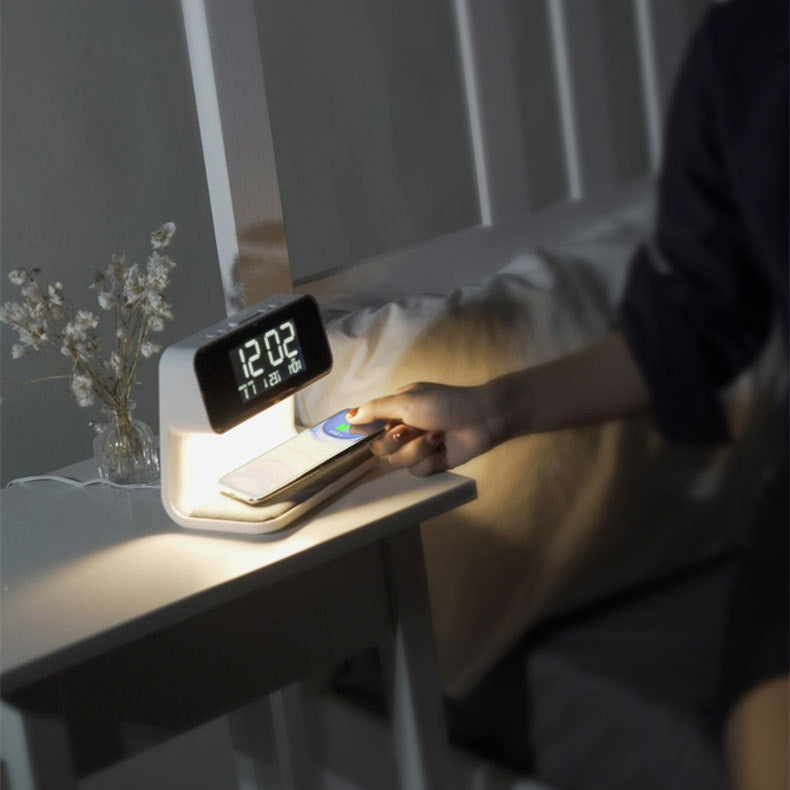 3-in-1 Bedside Lamp with Wireless Charger & LED Alarm Clock – Touch Dimmable Nightstand Light