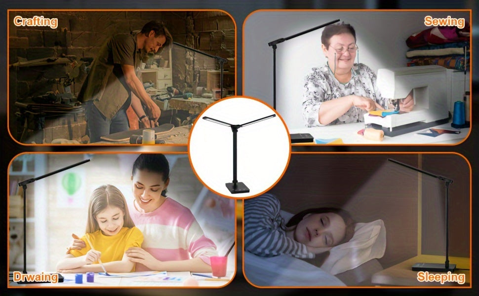 Adjustable LED Gooseneck Desk Lamp with Touch Dimming for Office