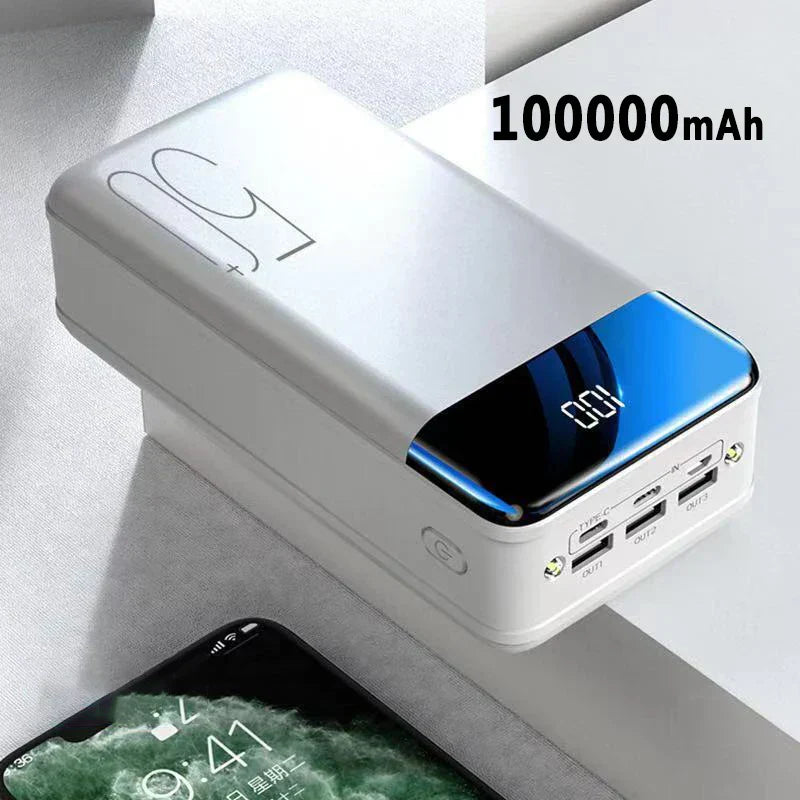 100,000mAh Ultra-Capacity Power Bank, Rapid Charging for Laptops & Phones