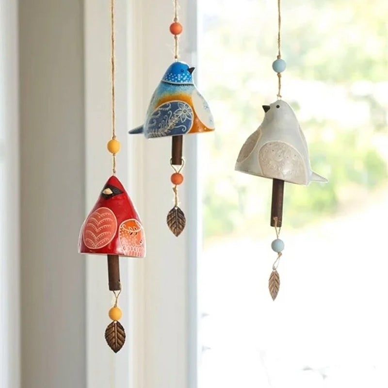 Ceramic Bird Wind Chime Garden Bell | Decorative Hanging Decor for Patio & Home