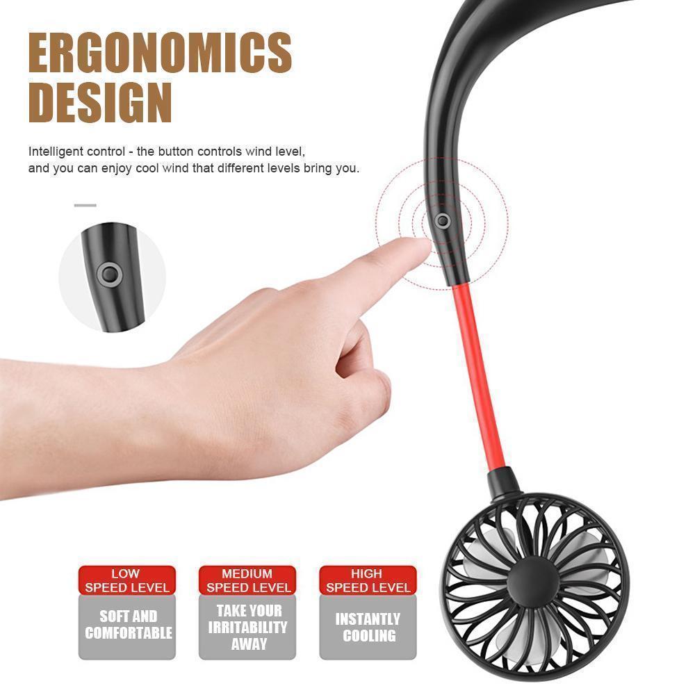 Portable Hands-Free Neck Fan | Rechargeable Wearable Cooling Fan for Travel