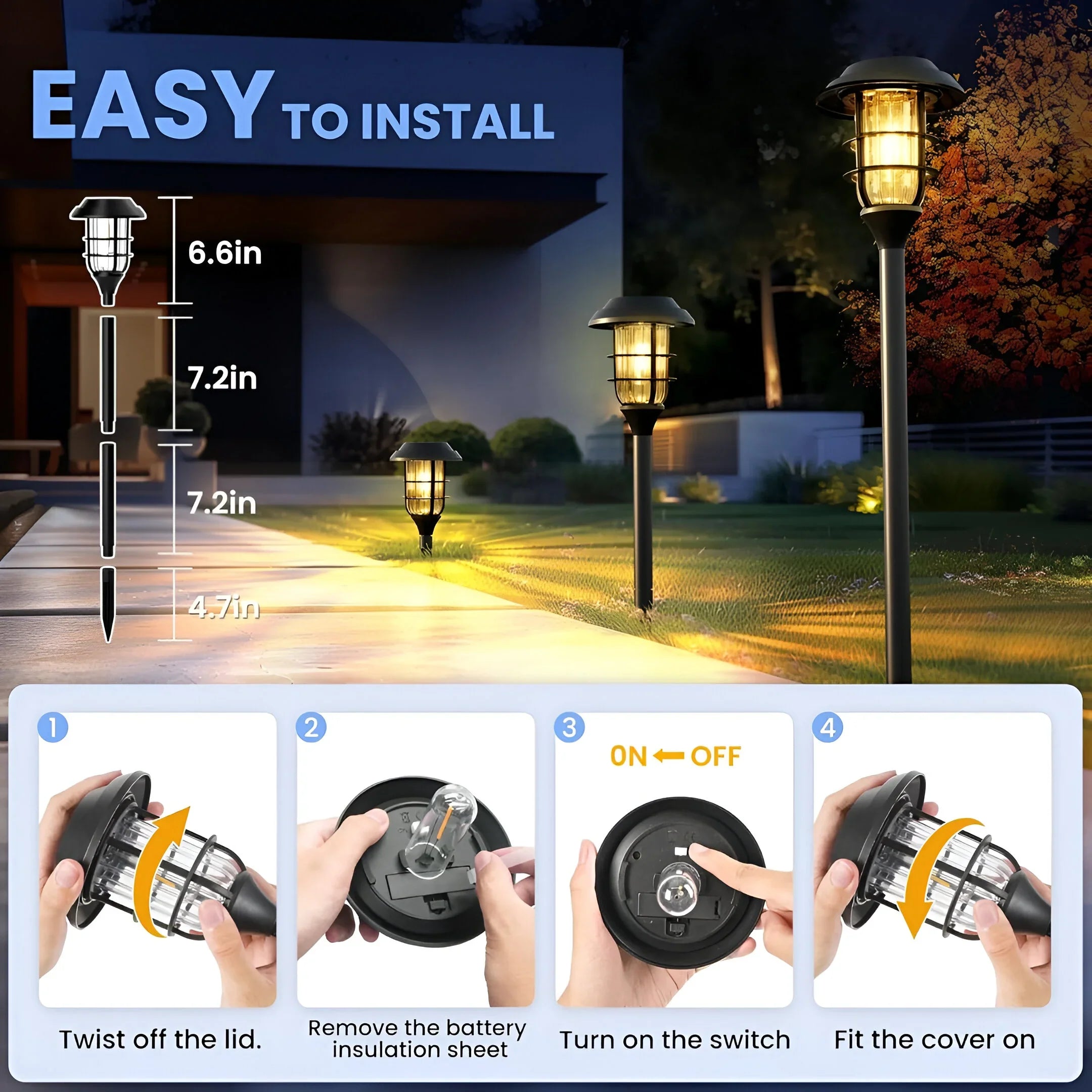 6-Pack Solar LED Path Lights | Waterproof Outdoor Garden Stake Set