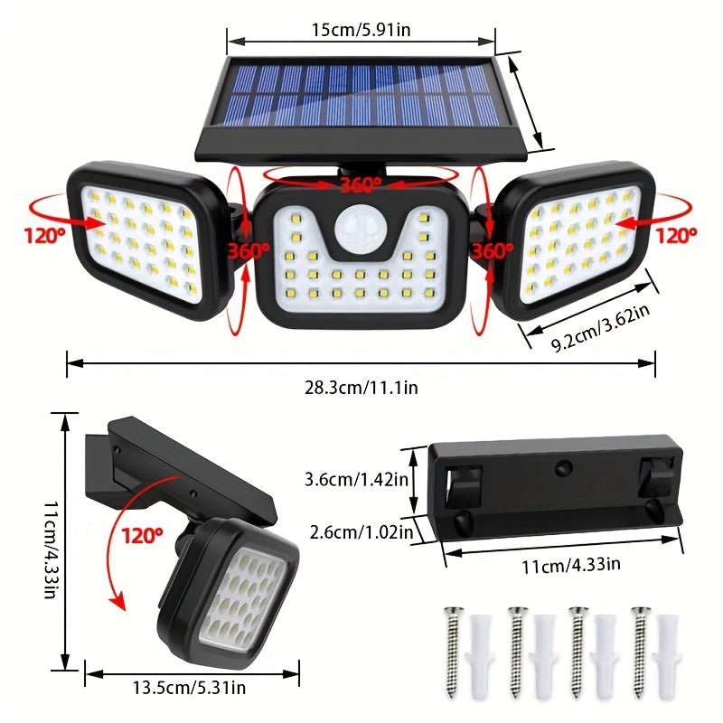 Solar Powered Motion Sensor Lights and Waterproof LED Security Floodlights