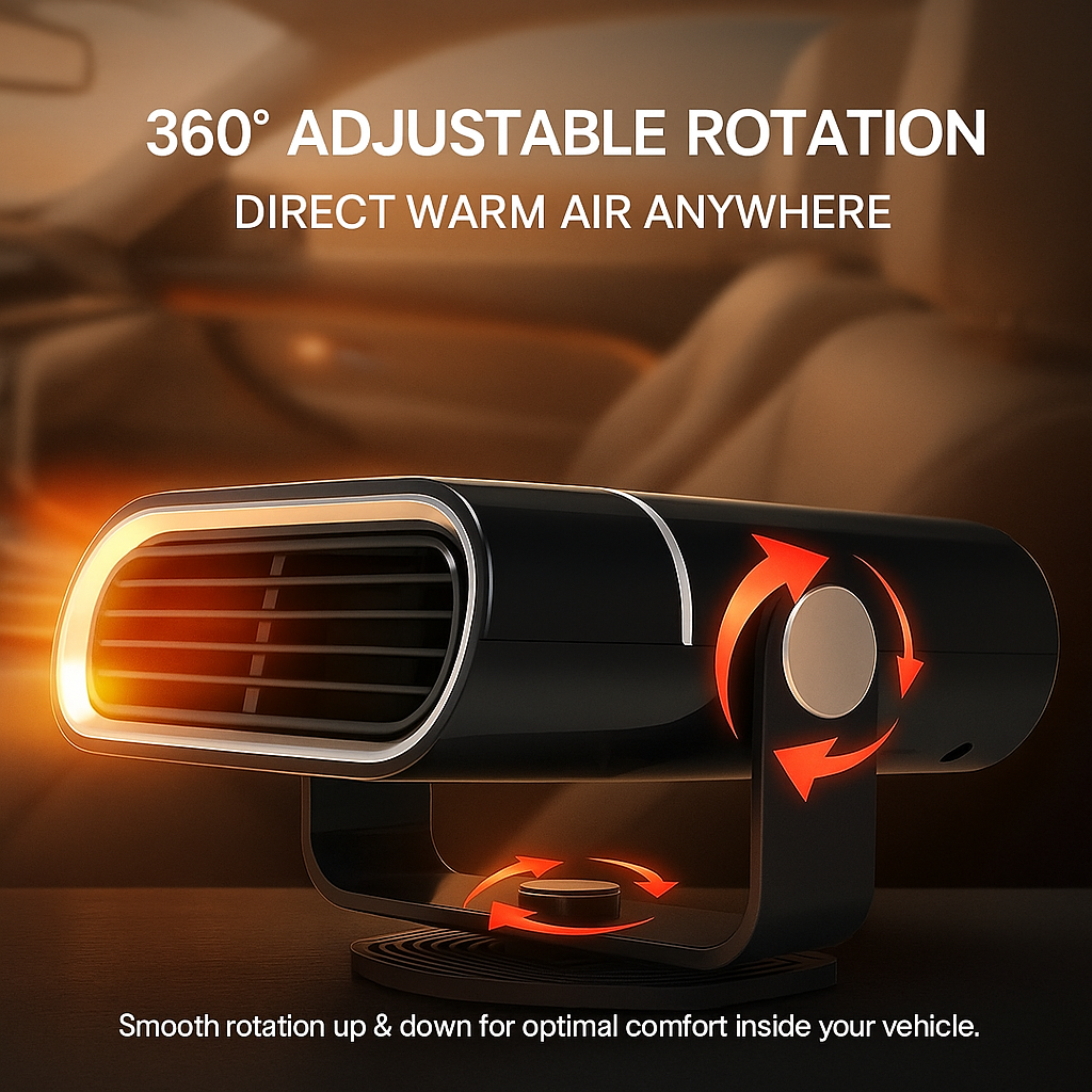4-in-1 Portable Car Heater Fan, 12V Defroster & Cooler | Versatile Windshield Demister