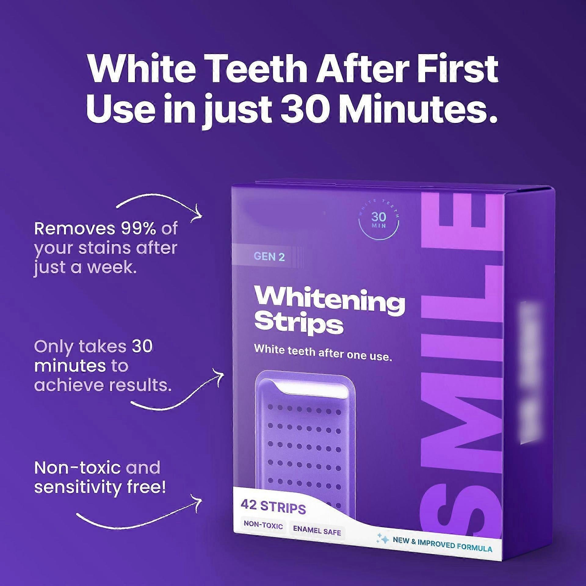 Purple Teeth Whitening Strips | Color-Correcting PAP+ Stain Removal