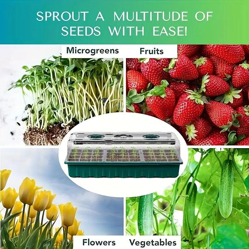 Indoor Seed Starter Kit | LED Grow Light & Humidity Dome Tray (36-Cell)