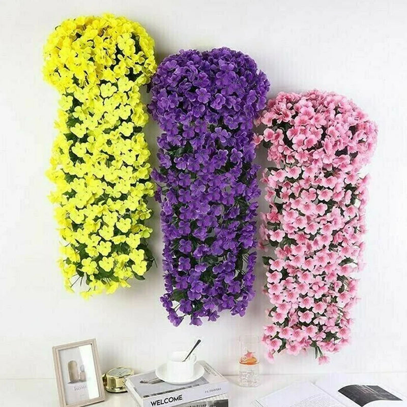 Artificial Hanging Orchid Silk Flower Bunch | Vibrant Faux Floral Garden Decor