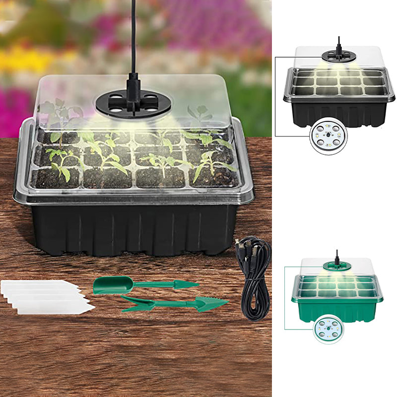 Indoor Seed Starter Trays | Full Spectrum LED Grow Light Germination Kit (5 Sets)
