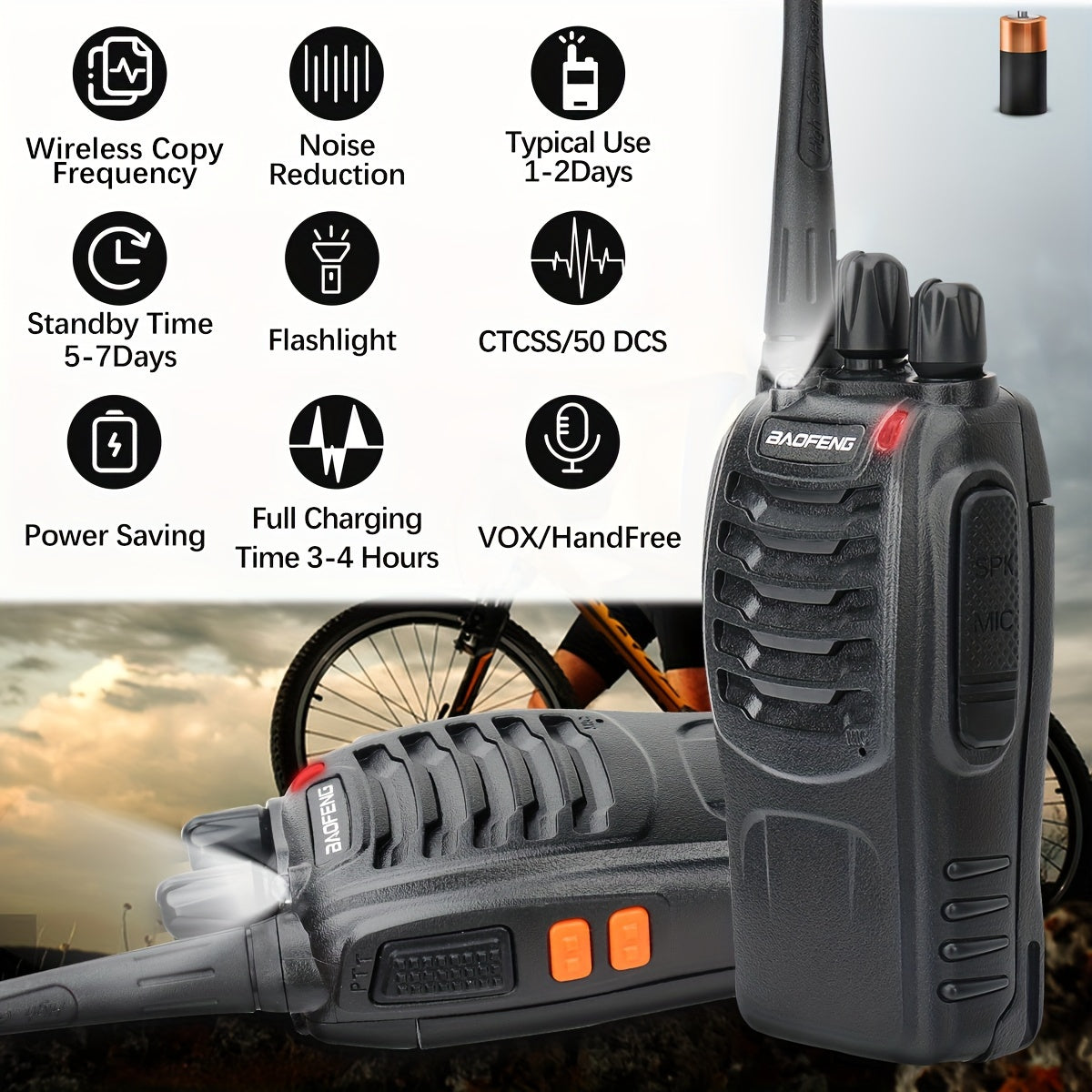 Long Range Rechargeable Walkie Talkies for Adults with Earpieces