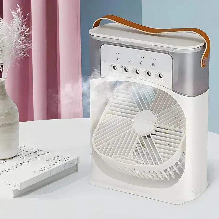 Compact USB air cooler on a desk