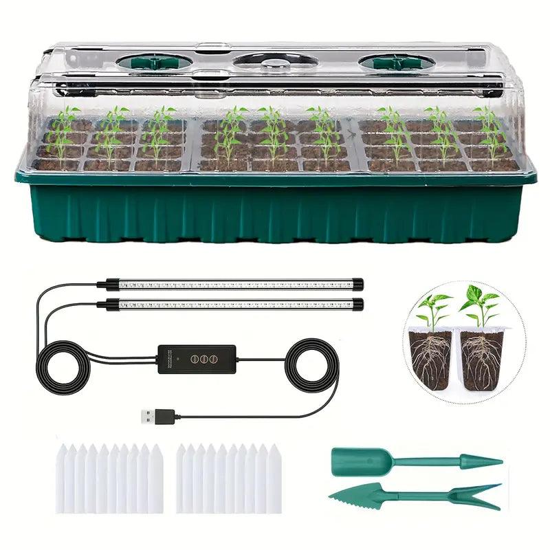 Indoor Seed Starter Kit | LED Grow Light & Humidity Dome Tray (36-Cell)