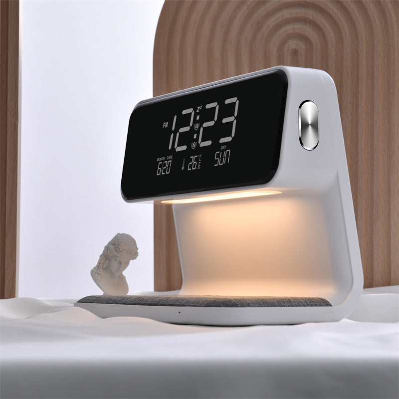 LumiCharge | 3-in-1 Touch Dimmable LED Nightstand Lamp with Wireless Charging and LCD Clock