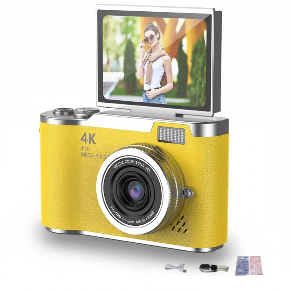 Stylish 4K Digital Camera with Flip Screen and 48MP Clarity – Sharp Photo & Video Capture for Travel and Vlogging