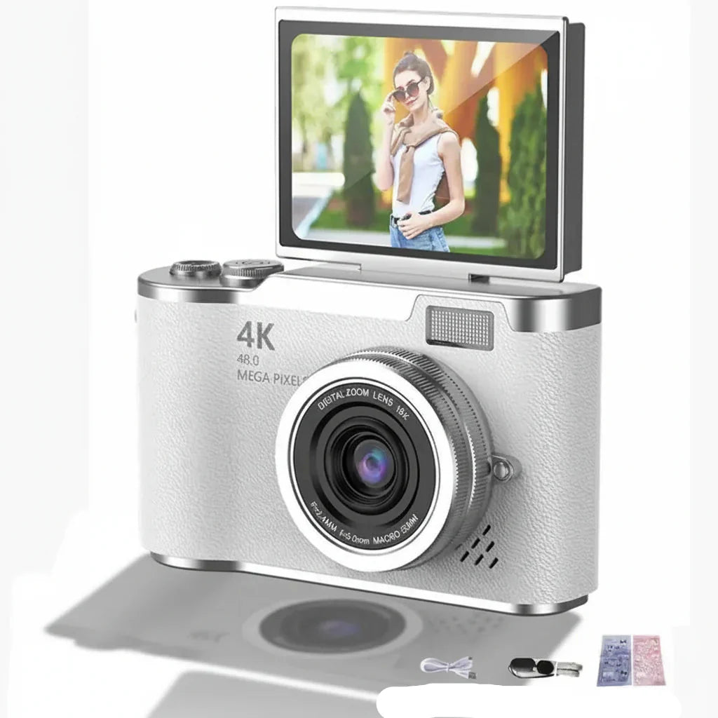 Stylish 4K Digital Camera with Flip Screen and 48MP Clarity – Sharp Photo & Video Capture for Travel and Vlogging