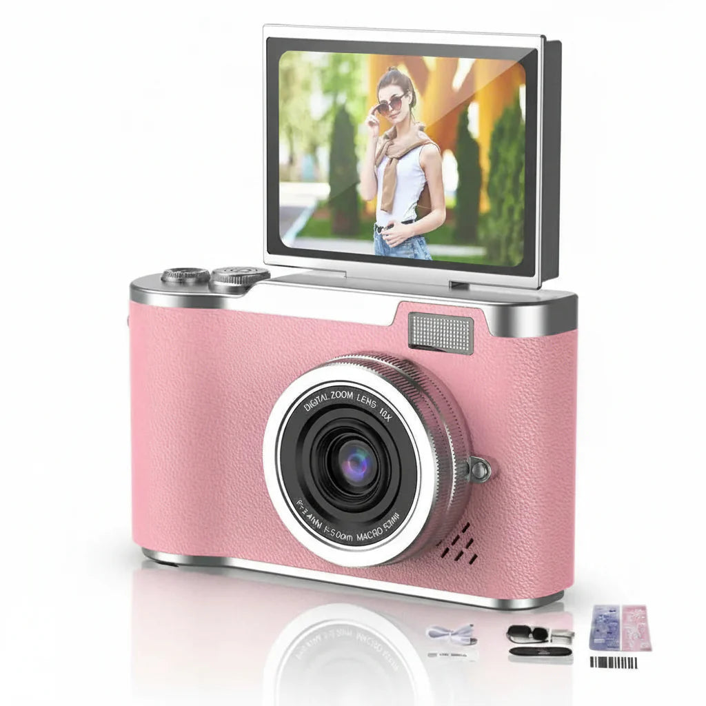 Stylish 4K Digital Camera with Flip Screen and 48MP Clarity – Sharp Photo & Video Capture for Travel and Vlogging
