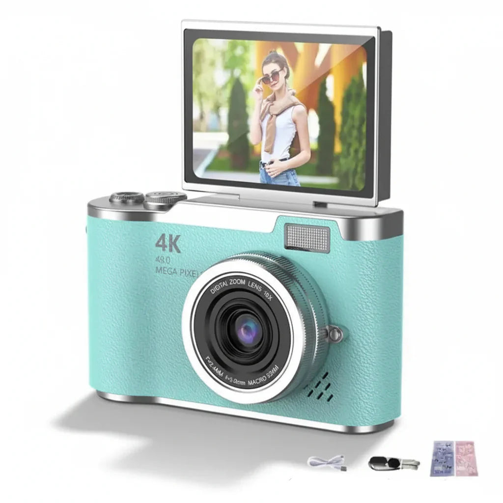 Stylish 4K Digital Camera with Flip Screen and 48MP Clarity – Sharp Photo & Video Capture for Travel and Vlogging