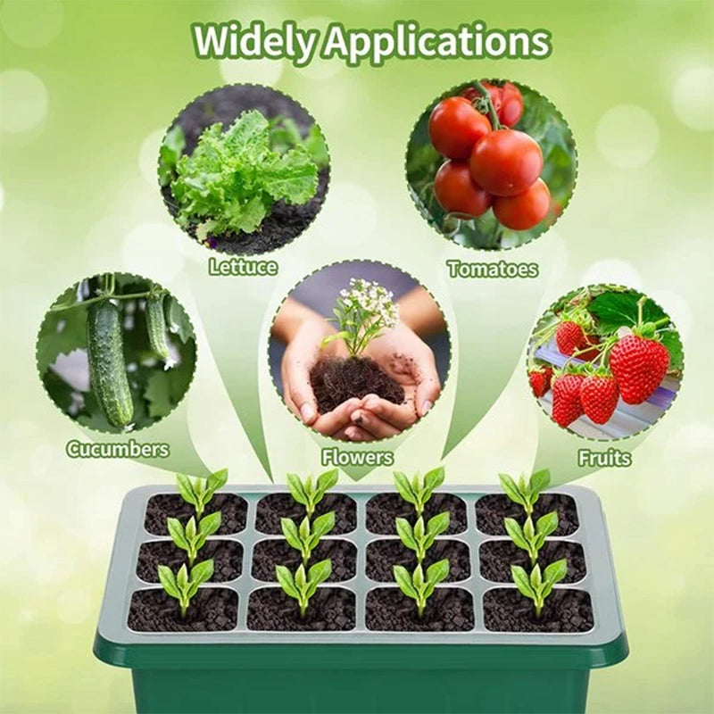 Indoor Seed Starter Trays | Full Spectrum LED Grow Light Germination Kit (5 Sets)