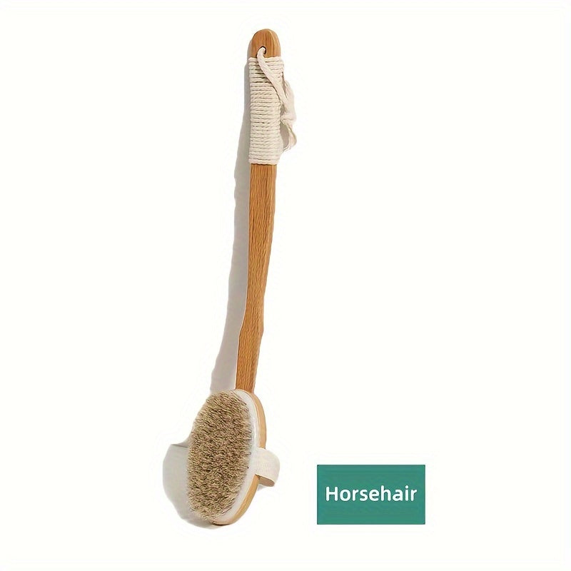 Boar Bristle Back Scrubber | Long Wooden Handle Exfoliating Bath Brush
