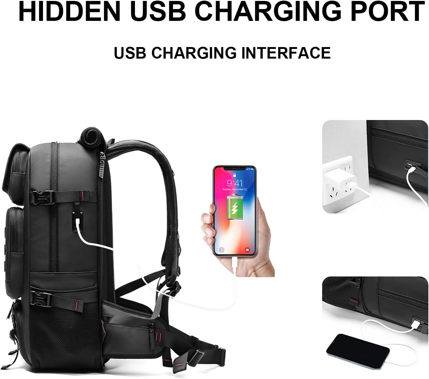 50L Waterproof Travel Backpack with Shoe Compartment & USB Charging Port – Large Carry-On Daypack for Work & Trips