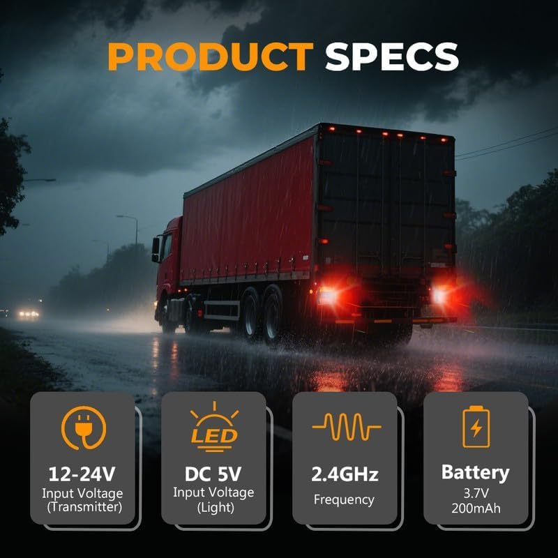 Wireless LED Trailer Light Kit with Magnetic Mounting for Easy Towing