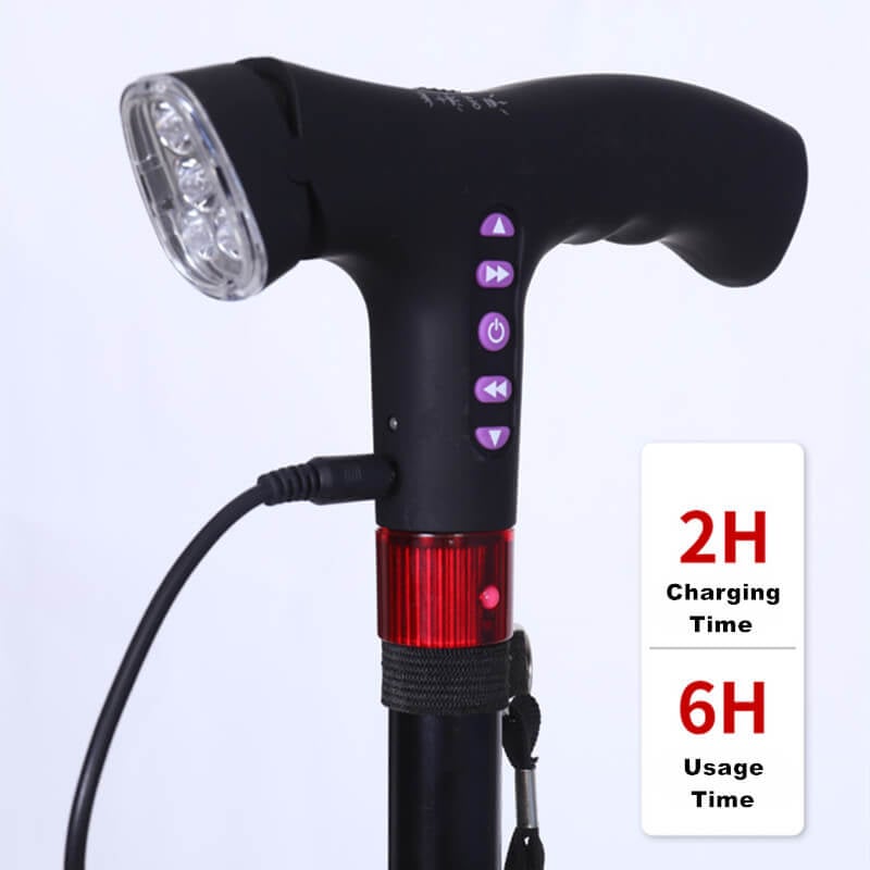 Smart Walking Cane with Automatic Fall Alarm – Adjustable LED Safety Cane for Seniors & Mobility Support