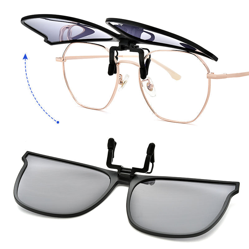 Polarized Clip-On Sunglasses | Folding Flip-Up Lenses for Prescription Glasses