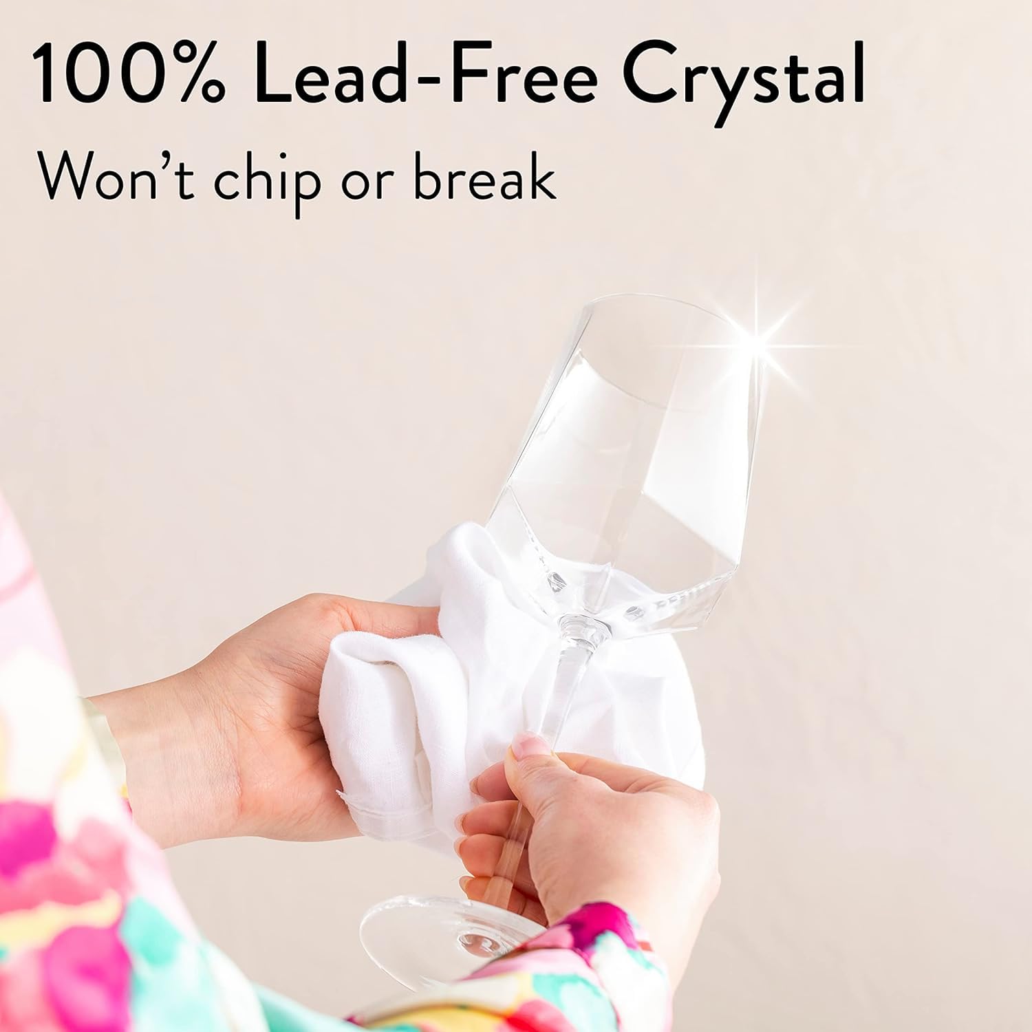 Wine Glasses - Set of 6 - Crystal Hexagon - Hand Blown