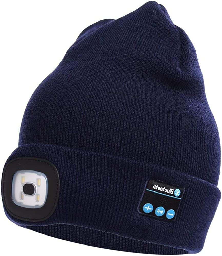 Bluetooth Beanie Hat with LED Light | Wireless Headphones & Headset
