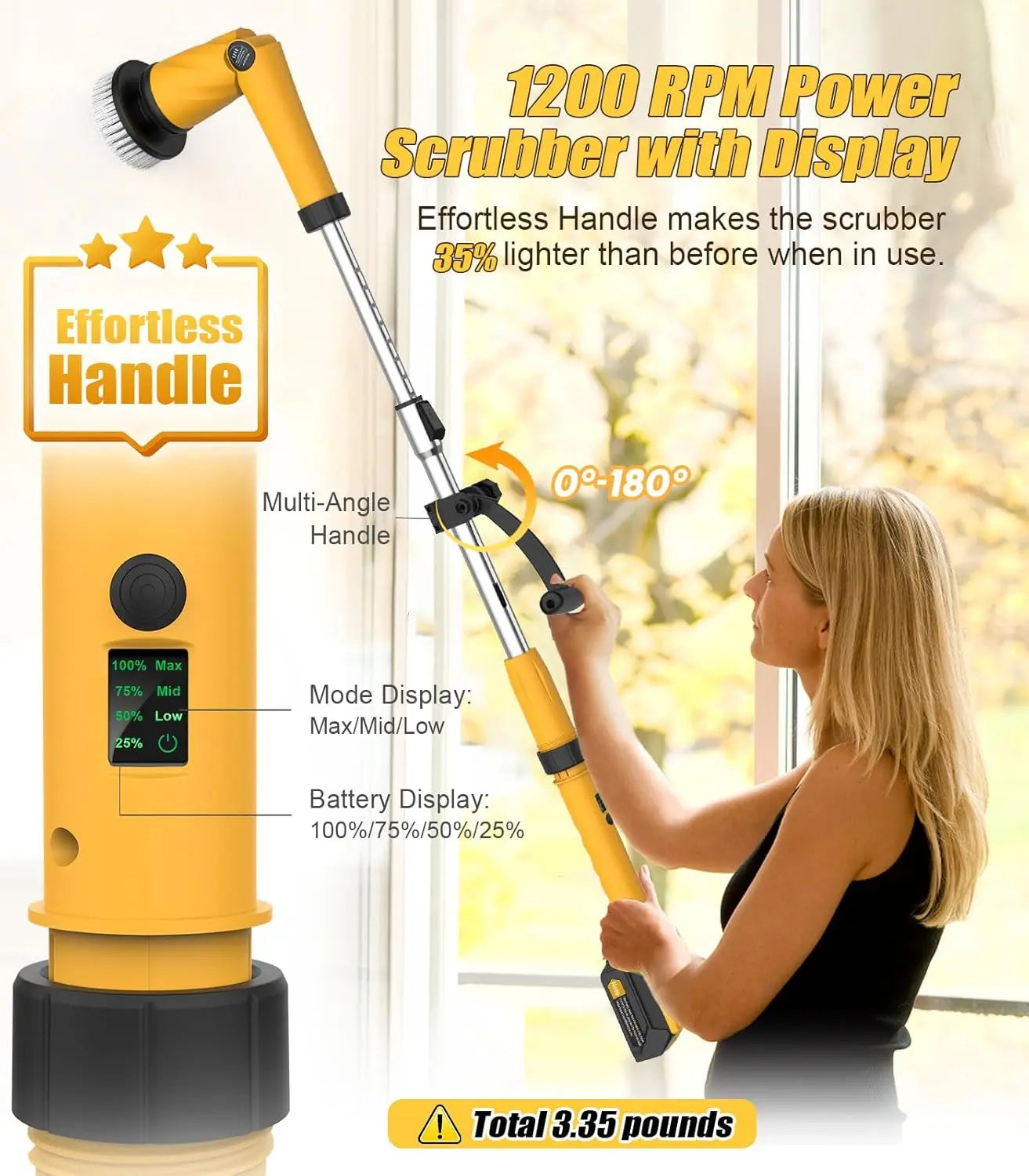 Electric Spin Scrubber and Cordless Rechargeable Brush with Multi Heads