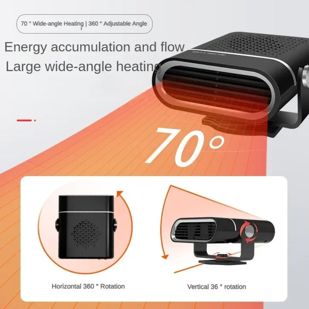 4-in-1 Portable Car Heater Fan, 12V Defroster & Cooler | Versatile Windshield Demister