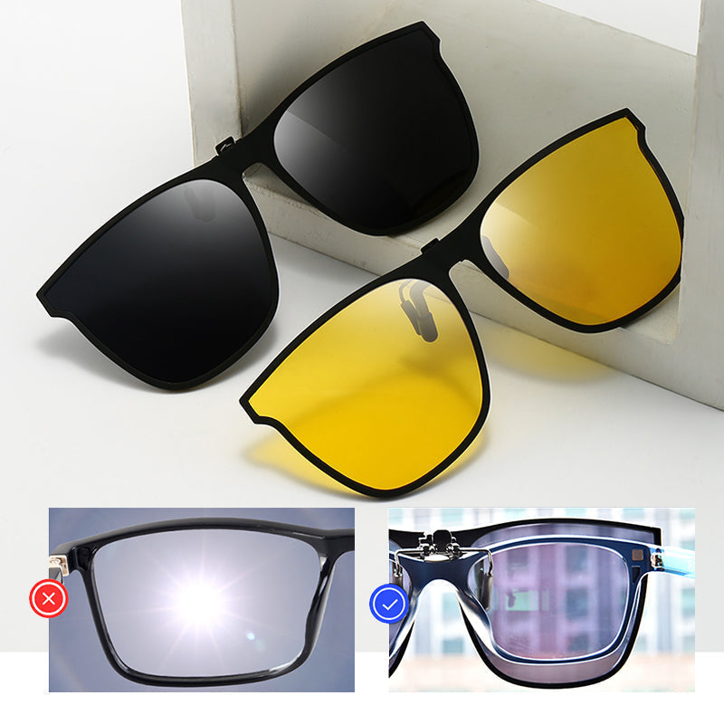 Polarized Clip-On Sunglasses | Folding Flip-Up Lenses for Prescription Glasses