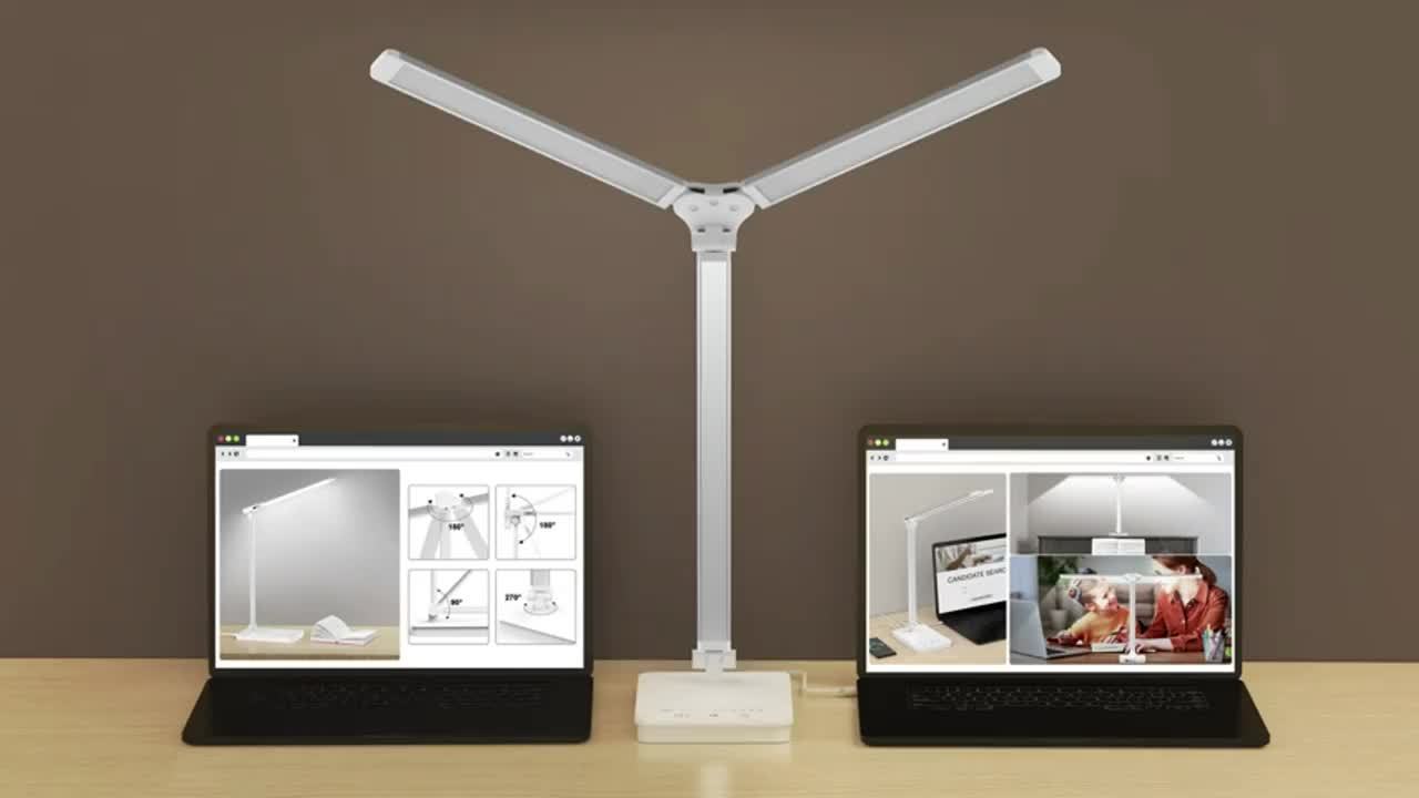 Adjustable LED Gooseneck Desk Lamp with Touch Dimming for Office