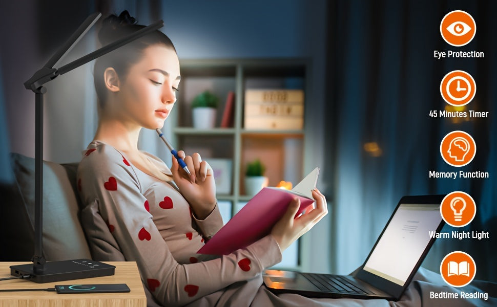 Adjustable LED Gooseneck Desk Lamp with Touch Dimming for Office