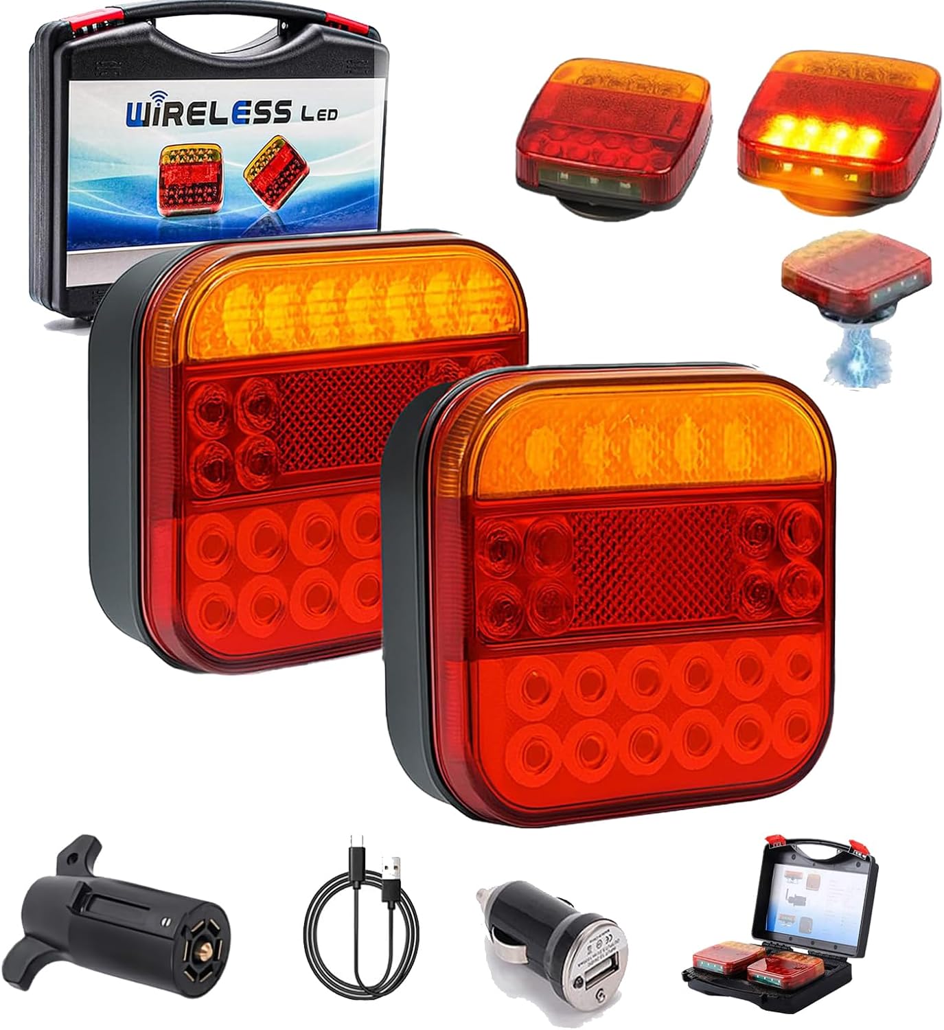 Wireless LED Trailer Light Kit with Magnetic Mounting for Easy Towing