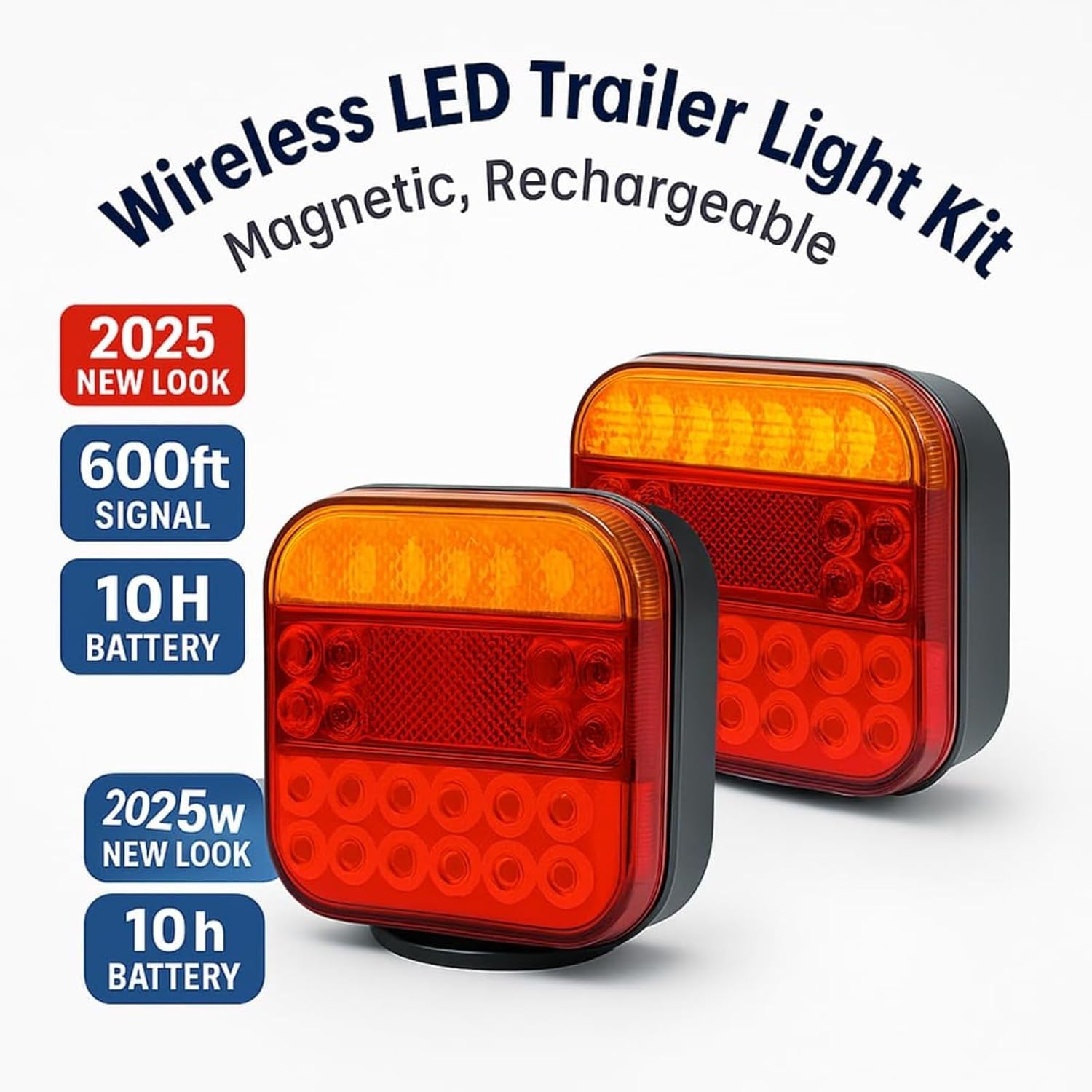 Wireless LED Trailer Light Kit with Magnetic Mounting for Easy Towing