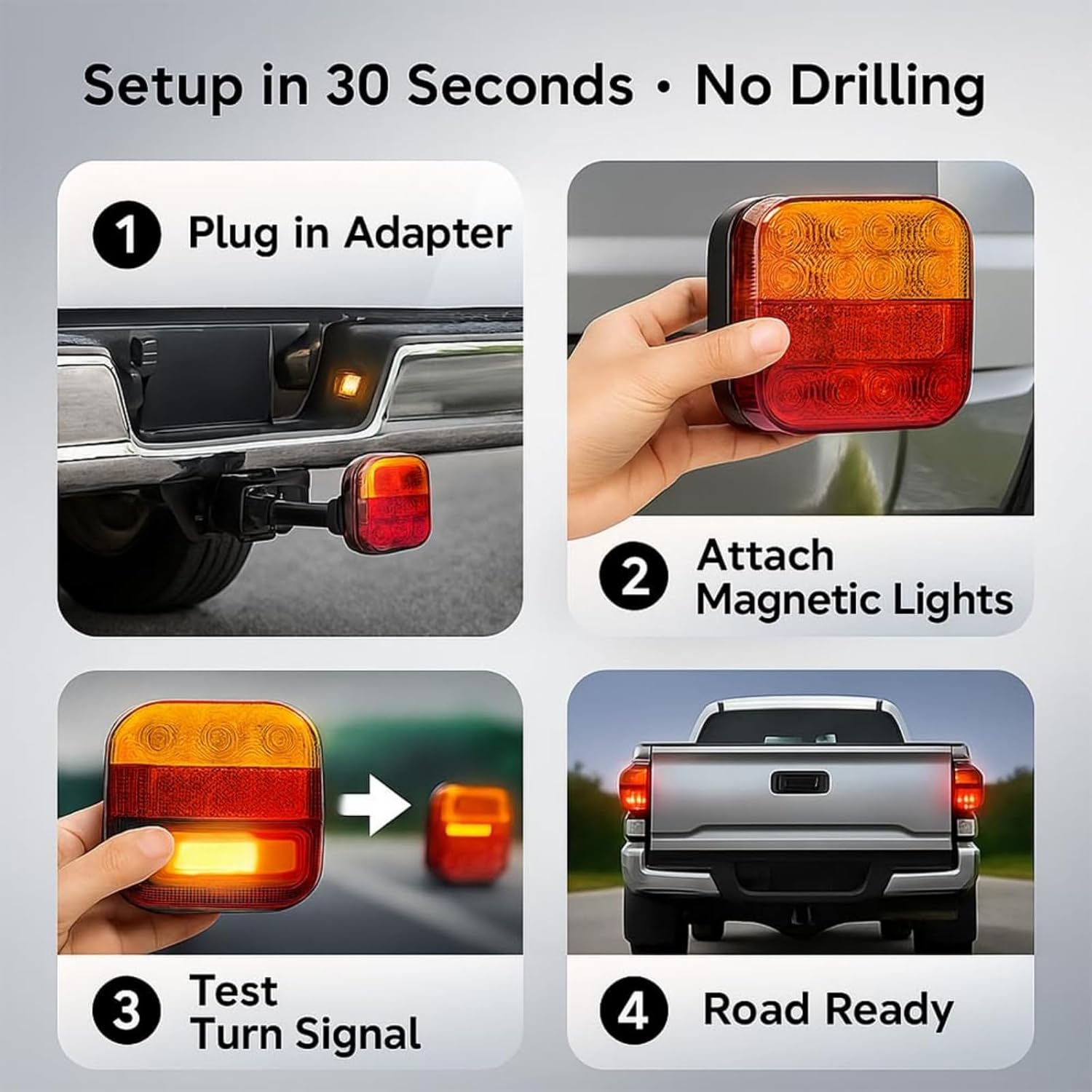 Wireless LED Trailer Light Kit with Magnetic Mounting for Easy Towing