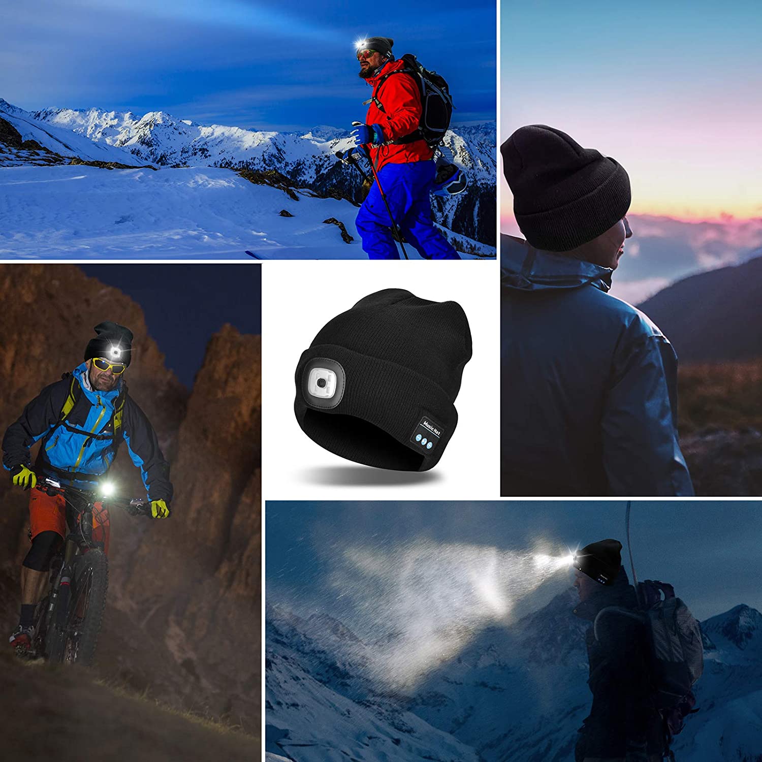 Bluetooth Beanie Hat with LED Light | Wireless Headphones & Headset