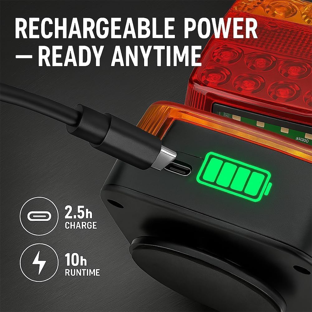 Wireless LED Trailer Light Kit with Magnetic Mounting for Easy Towing