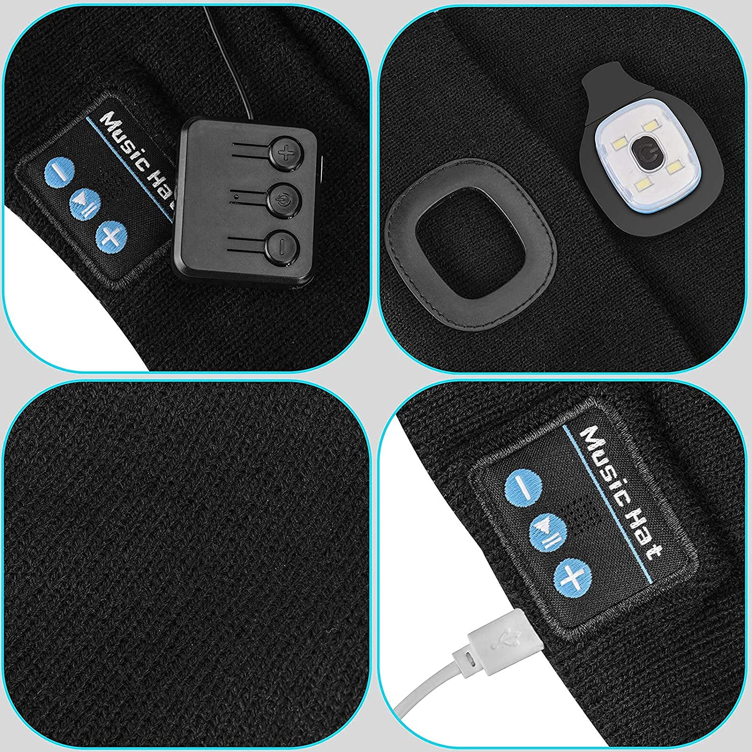 Bluetooth Beanie Hat with LED Light | Wireless Headphones & Headset