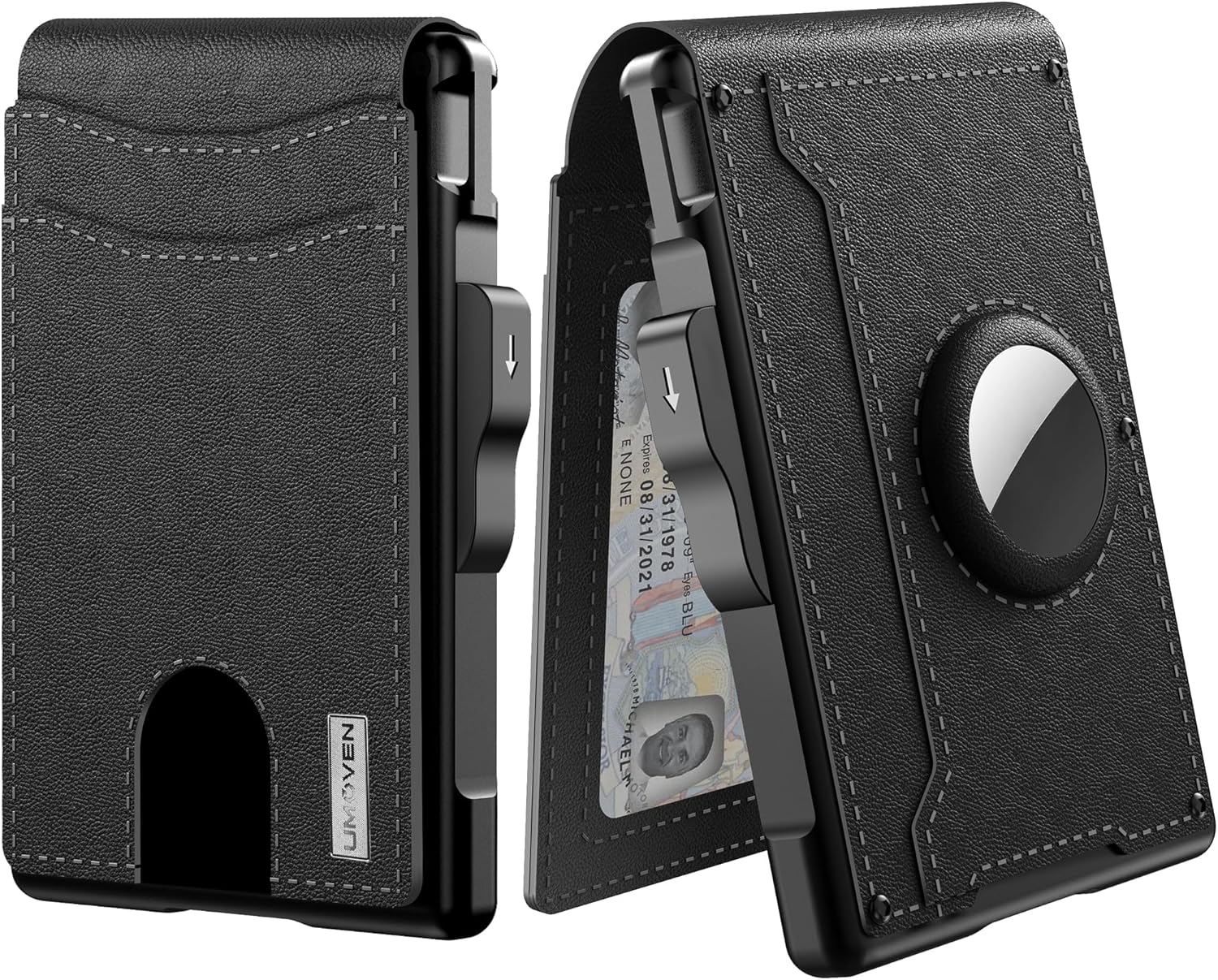 Minimalist AirTag Wallet | Slim RFID Blocking Pop Up Card Holder & Money Clip