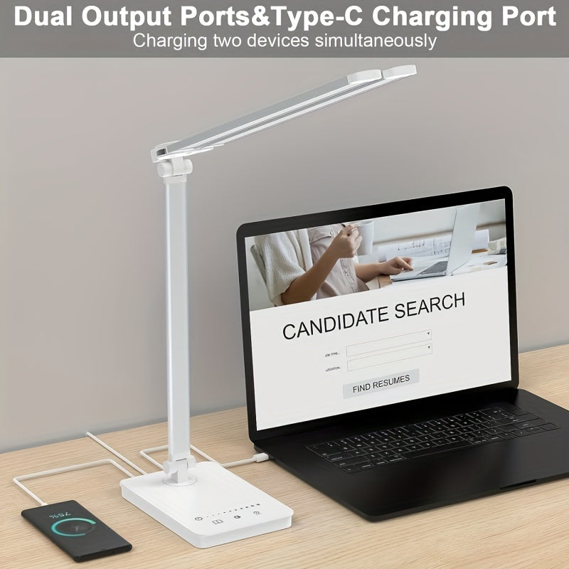 Adjustable LED Gooseneck Desk Lamp with Touch Dimming for Office