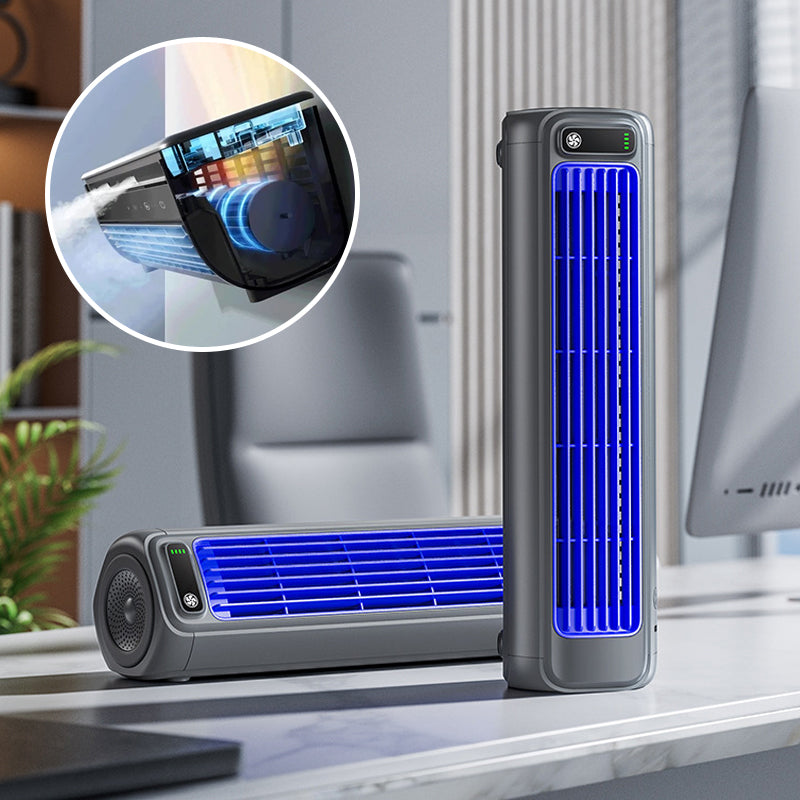 Portable cooling fan detail view
