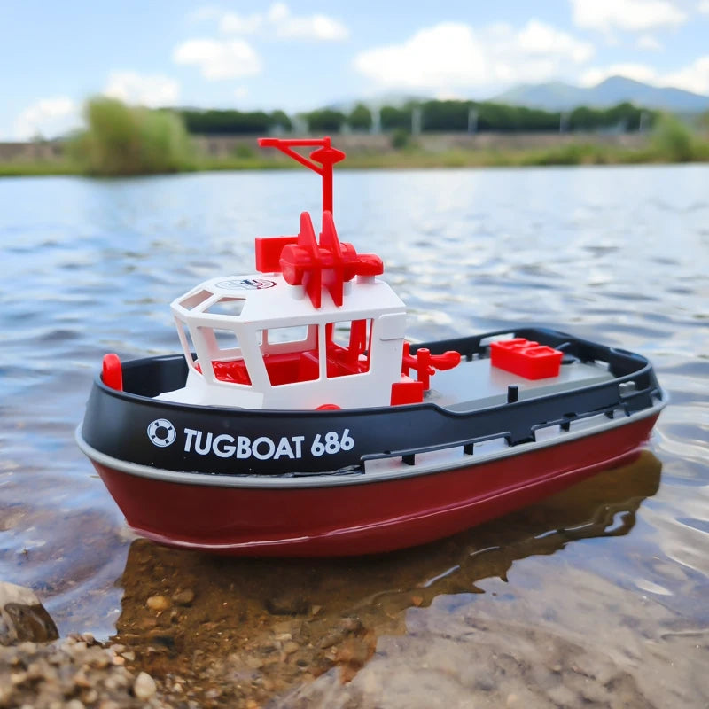 Adventure Tugboat RC Boat with Dual Motors – Long-Range Remote Control Watercraft for Pool & Lake Fun